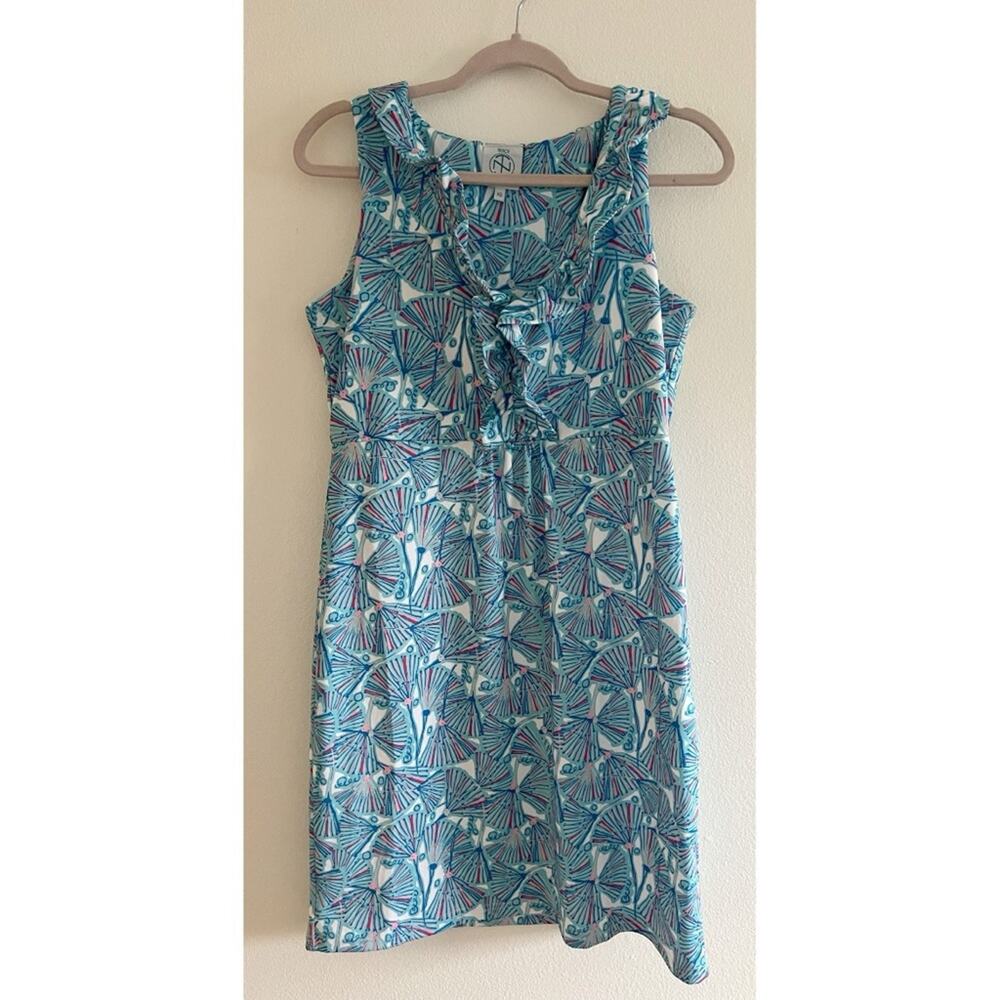 Tracy Negoshian Blue Printed Stretch Mini Shift Dress XS